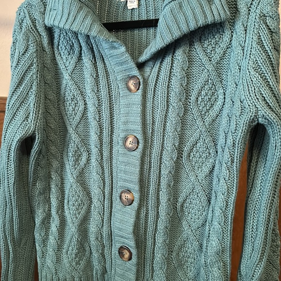 St. John’s Bay chunky cable knit button front cardigan - Picture 2 of 5